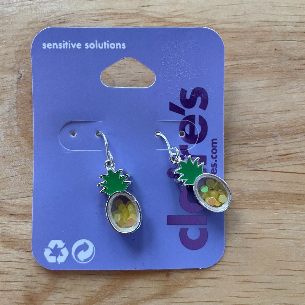 Bundle 3 for $12.  Claire's Confetti Filled Pineapple Earrings